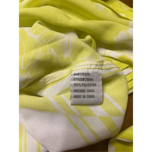 Tropical Mixed print puff sleeve tie front crop top neon green size medium - Picture 6 of 8